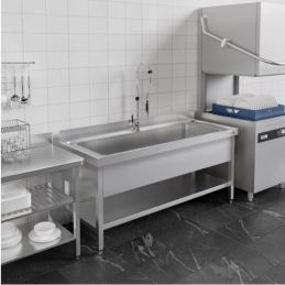 Évier pour casseroles Premium - 1200x600 mm - avec fond et 1 bac