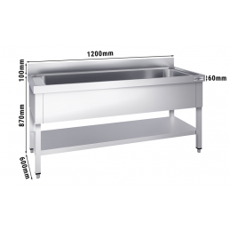 Évier pour casseroles Premium - 1200x600 mm - avec fond et 1 bac