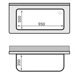 Évier pour casseroles Premium - 1200x600 mm - avec fond et 1 bac