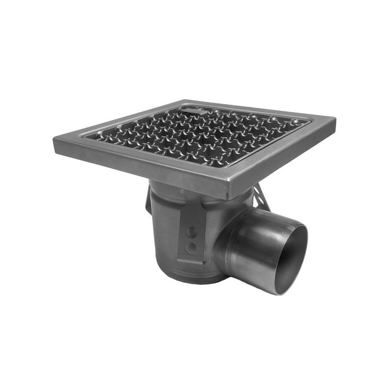 Caniveau de sol inox 400x400, sortie latérale