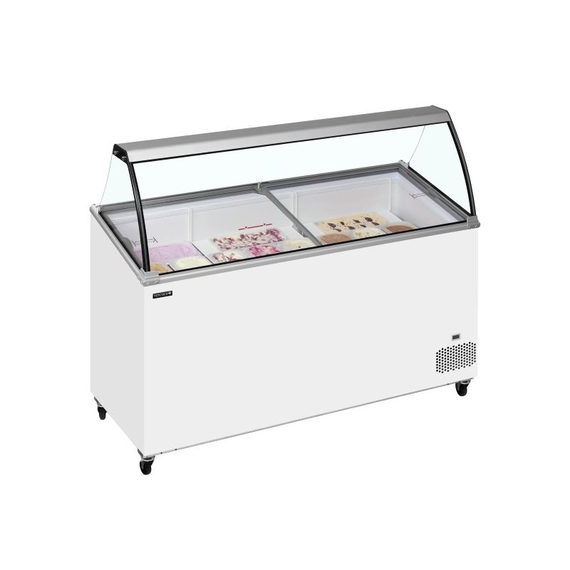 Congélateur de crème glacée avec couvercle de service incliné