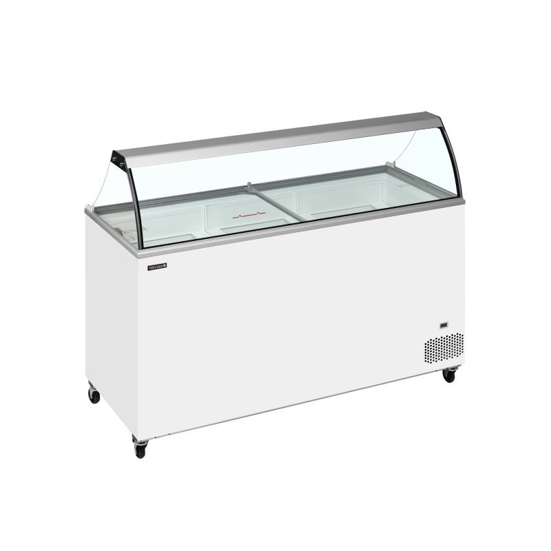 Congélateur de crème glacée avec couvercle de service incliné