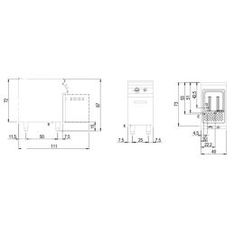 Cuiseur à pâtes GAZ ou électrique, 1 bac gn 2/3, SCHEMA