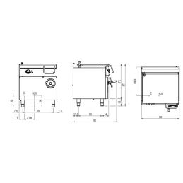 Sauteuse basculante électrique, capacité 60 litres, avec cuve en inox