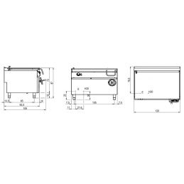 Sauteuse basculante électrique, capacité 120 litres, avec cuve en inox