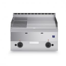 Plaque à snacker de table au gaz avec plaque chromée 1/3 rainurée et 2/3 lisse - 596x470 mm