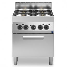 Cuisinière à gaz avec 4 brûleurs et 1 four électrique à convection - 17,2 kw