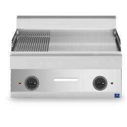 Plaque à snacker électrique de table avec plaque 1/3 rainurée et 2/3 lisse - 396x520 mm