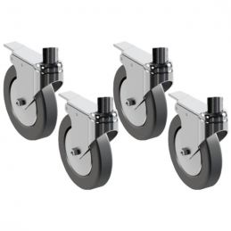 Kit de 4 roues, 2 avec freins x support fours à pizzas