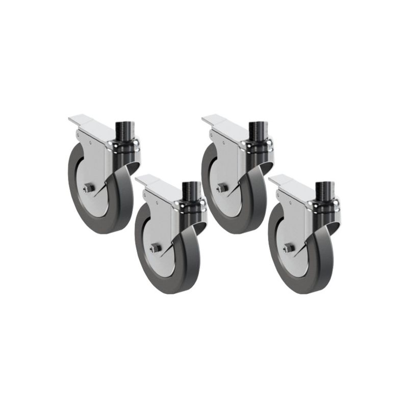 Kit de 4 roues, 2 avec freins x support fours à pizzas