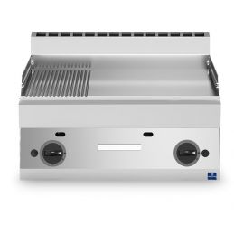 Plaque à snacker de table au gaz avec plaque 1/3 rainurée et 2/3 lisse - 320x500 mm