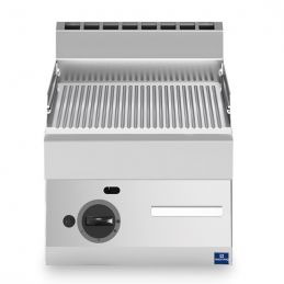 Plaque à snacker de table au gaz avec plaque chromée rainurée - 396x520 mm