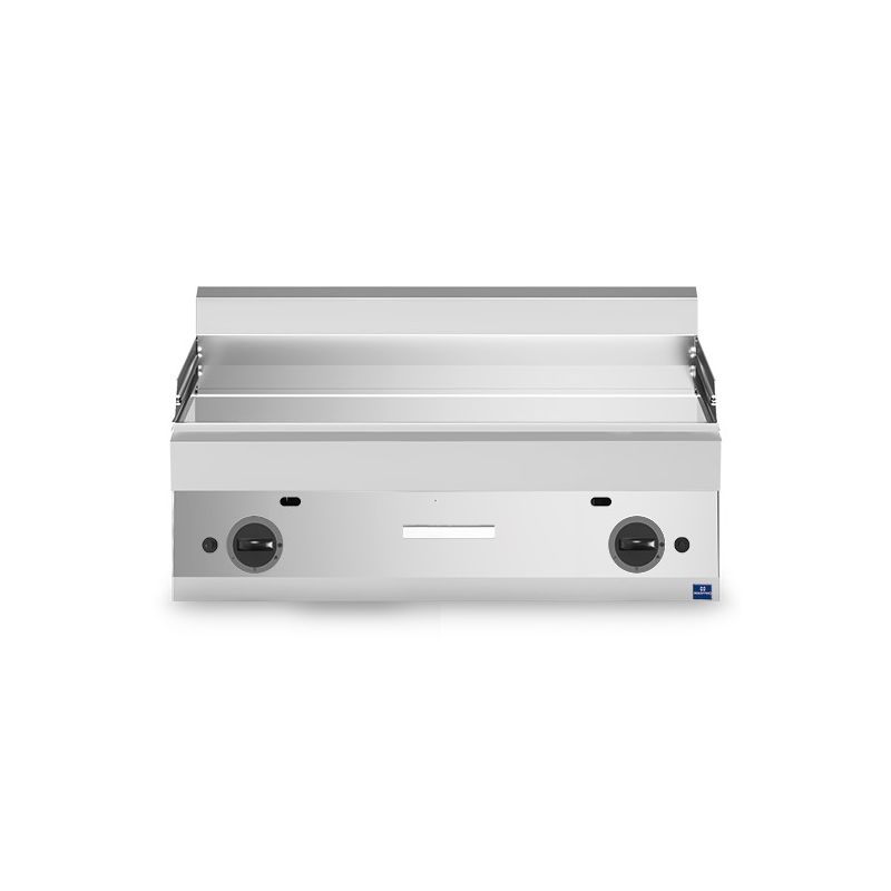 Plaque à snacker de table au gaz avec plaque chromée lisse - 996x520 mm