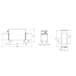 Sauteuse multifonction sur coffre avec portes, capacité 13 litres