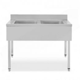 Plonge INOX avec 2 ÉVIERS - SÉRIE 700 - LONG. 1200 MM (MPK2/0)