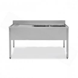 Plonge inox avec 2 éviers à droite - série 700 - long. 1800 mm (MPK2/1G)