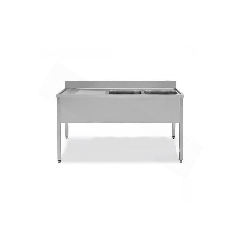 Plonge inox avec 2 éviers à droite - série 700 - long. 1800 mm (MPK2/1G)