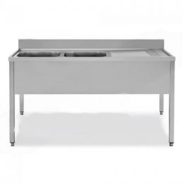 Plonge inox avec 2 éviers à gauche - série 700 - long. 1800 mm