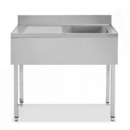 Plonge inox avec évier à droite - série 600 - long. 1200 mm (MAK1/1G)