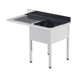 Plonge inox avec évier à droite - série 700 - long. 1200 mm (MPK1/1GMLV)