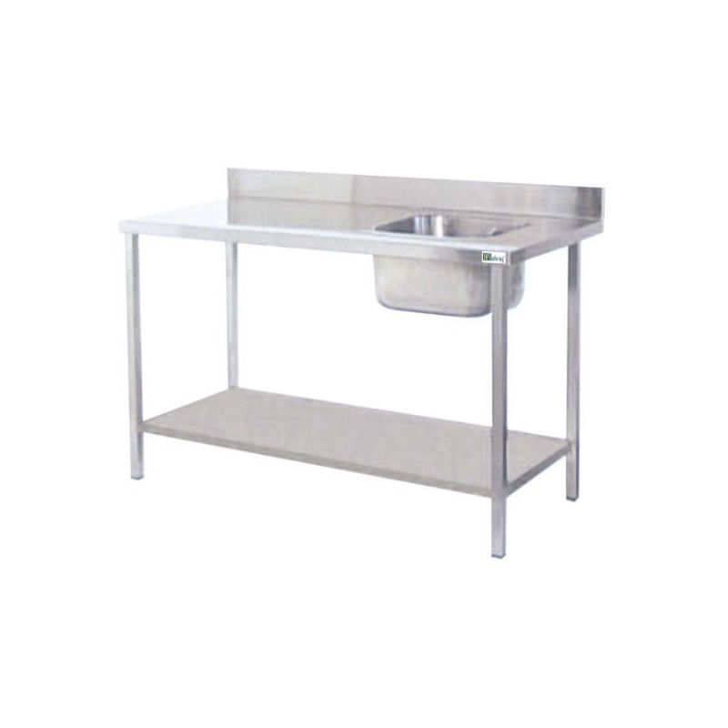 Table de chef avec évier à droite - long. 1200 mm (STCD127A)