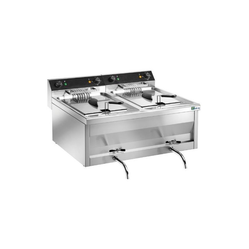 Friteuse de table électrique avec vidange - 2 x 9 litres (FR996)