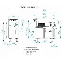 Friteuse électrique 1x15 litres, 1 panier fagor, schéma