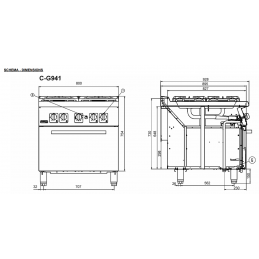 Fourneau professionnel 4 feux gaz avec four C-G941 FAGOR