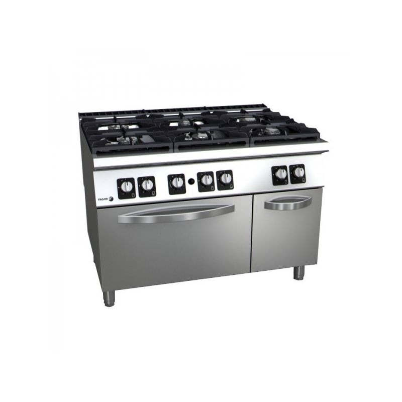 Fourneau professionnel 6 feux gaz avec four C-G961 FAGOR