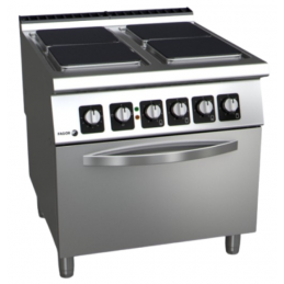 Réchaud électrique professionnel 4 plaques avec four GN2/1 FAGOR