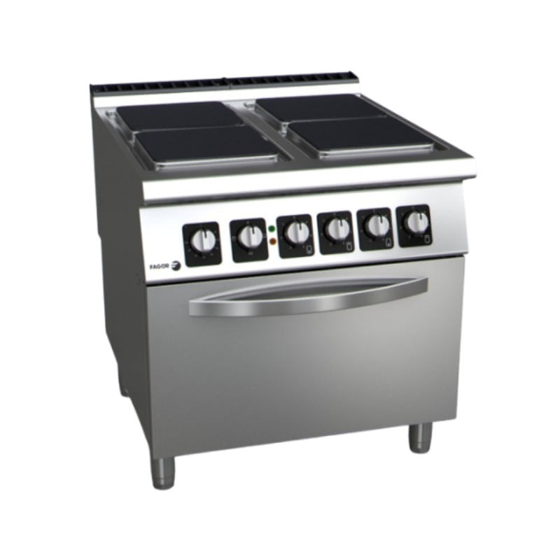 Réchaud électrique professionnel 4 plaques avec four GN2/1 FAGOR